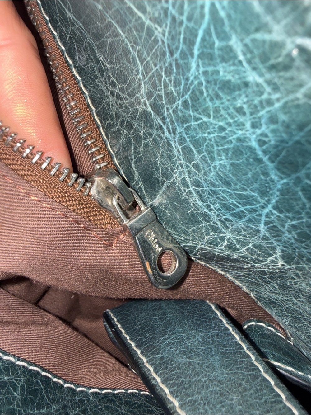 Chloe Black Leather Edith Tote with Contrast Stitching - Picture 8 of 12